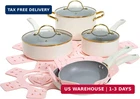 Paris Hilton Epic Nonstick Pots And Pans Set, Multi-layer Coating, Temp New. Price: $114.92.