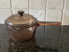 Vintage Vision Pyrex Corningware Amber 1L Glass Cooking Pot W/ Spout And Lid Usa Used. Price: $24.99.