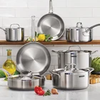 Tramontina 12-PIECE Tri-ply Clad Stainless Steel Cookware Set New. Price: $250.79.