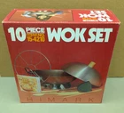 Vintage Himark 10-PC 14" Wok Set New! Tempura Rack Recipe Book Item No. 15-4210. Price: $99.99.