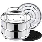 Aozita Stackable Steamer Insert Pans With Sling For 6/8 Qt, Silver New. Price: $79.69.