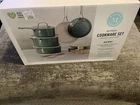 Martha Stewart Galway 10 Piece Aluminum Cookware Set With Lid, Teal New. Price: $119.99.