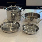 5PC Cuisinart Stainless Saute Pan 733-24H 8 10 Skillet 722-24 Stock Pot Cover Used. Price: $115.29.
