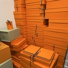 Herm Orange Cardboard Rectangle Gift Box Set Solid Plain All Occasions New. Price: $200.00.