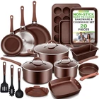 Nutrichef 20 Piece Professional Home Kitchen Cookware And Bakeware, Brown New. Price: $201.38.