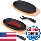 Mifoci 2 Pieces Oval Cast Iron Fajita Skillet Pan Set Small Sizzling Steak Plate New. Price: $59.53.