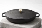 Staub Oval Gratin 2.25 Qt Matte Black Sea Bass Fish Lid Cast Iron New France. Price: $299.00.