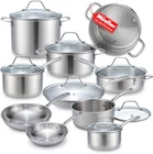 Mueller 17-PIECE Stainless Steel Pots And Pans Set Tri-ply Ultra-clad Pro C... New. Price: $228.13.