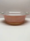 Vintage 1962 Pyrex 043 1.5 Quart Pink Stem Promo Oval Casserole Dish W/ Lid Used. Price: $460.00.