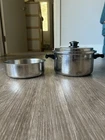 Saladmaster T304 Stainless Steel Qt Mini Stock Pot W/ Pudding Pan Lid Used. Price: $99.00.