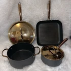 Berghoff's Ouro Black 6 Piece Cookware Set With Copper Lids Used. Price: $99.99.