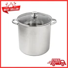 Mainstays Stainless Steel Stock Pot, Kitchen Induction Cookware, Glass Lid, 16QT New. Price: $35.59.