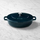 Staub Enameled Cast Iron Braiser Round Cocotte With Lid 4-QT, La Mer New. Price: $189.00.