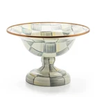 Mackenzie Childs Sterling Check Compote Bowl 10 Oz. 7.5" Dia. New Box!. Price: $115.00.