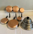 Vtg Revere 1801 Copper Bottom 12PC PRE-68 Cookware Skillets Pots Pans Lids Used. Price: $249.95.