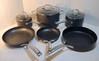 Calphalon Classic Hard Anodized Nonstick 9 Piece Cookware Set Pots Pans Lids Used. Price: $149.99.