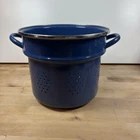 Creuset Enameled Steel Blue Steamer Colander Insert 7.25" X 8.5" Used. Price: $100.00.