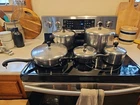 10 Piece Farberware Aluminum Clad Ss Pot Set 8 Qt 4 Fry Pans Sauce Used. Price: $86.25.