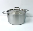 New Made 8 Quart Stock Pot With Lid All Brushed Stainless Steel 5-PLY Clad. Price: $224.10.