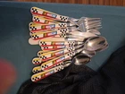 Gibson Nascar Silverware Set 16 Racing Stainless Steel Plastic Handle Used. Price: $26.00.