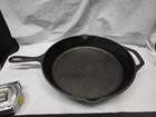 Vintage Lodge 10SK Cast Iron Skillet 12" Frying Pan Double Hand Pour Usa Used. Price: $36.00.