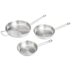Amazon Basics 3-PIECE Stainless Steel Aluminum-clad Fry Pan Set, Dishwasher Safe New. Price: $139.99.