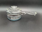 Pyrex Clear Glass Flameware Saucepan Pot Lid Handle Spout Qt. #6212B Retired Used. Price: $38.00.