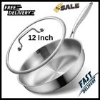 12 Inch Tri-ply Stainless Steel Frying Pans With Lid Skillet Induction All.. New. Price: $45.99.