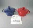 Fiesta Enameled Cast Iron Mini Dutch Oven Casserole Set Of 2 Red Blue Nwot 0.35Q New. Price: $58.87.