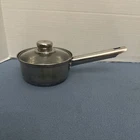 Chefmate Premium Cookware Silver 1/2 Qt Sauce Pan W/glass Lid Used. Price: $14.06.