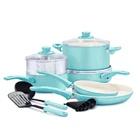 Greenlife Soft Grip Healthy Ceramic Nonstick 12 Piece Cookware Set, Turquoise New. Price: $109.99.
