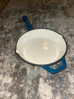 New Blue Enamel Cast Iron Skillet Fry Pan 2 Spouts 9" Members Mark White. Price: $44.95.