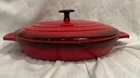 Staub Ceramic/stoneware Oval Covered Casserole Dish W/lid In Cherry Used. Price: $25.00.
