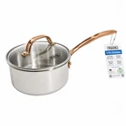 Viking Copper Handle 3-PLY Stainless Steel 1.5 Qt Sauce Pan & Glass Lid New. Price: $69.00.