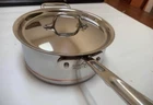 New All Clad Copper Core 3 Qt. Sauce Pan With Loop & Lid. Price: $249.95.