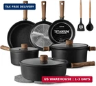 Carote Nonstick Pots And Pans, Induction Titanium Cookware Set 16PCS Kitchen New. Price: $285.23.
