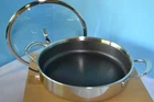 Pampered Chef New 4.5 Qt Stainless Steel Nonstick Saute Pan Hex Clad + Glass Lid. Price: $199.00.