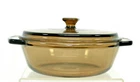 Anchor Hocking Amber Glass Casserole Dish With Lid Ovenware Brown 1.5 Quart Used. Price: $19.99.