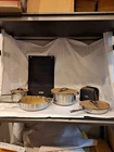 Caraway Home Cookware Set Stainless Steel With Leak Proof Lid Silver 7 - Piece New. Price: $537.77.