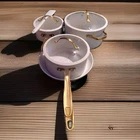 Thyme And Table 8 Piece Non-stick Cookware & Bakeware Set Taupe Gold Euc Used. Price: $28.76.