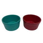 The Pioneer Woman Stoneware Ramekins Set Of Red And Teal 3212DMT Used. Price: $21.99.
