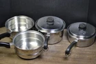 Vtg. Lot Of 6 Piece Saladmaster Pots W/lids Steamers 18/8 TRI-CLAD/T304S Used. Price: $137.00.