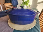 Chasseur Blue Enamel Cast Iron Dutch Oven France Made Size 35-6.75 Quart Used. Price: $99.99.