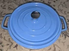Masterpan Blue Cast Iron Non-stick Round Casserole Pan/pot With Lid, Two-piece Used. Price: $50.00.