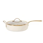 Bloomhouse 6QT Ceramic Nonstick Frying Pan Skillet W/ Lid Almond Cream New. Price: $79.99.