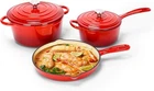Hisencn Enameled Cast Iron Cookware Set - 5 Piece Variety Pack, Rouge Red New. Price: $125.93.