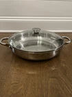 Wolfgang Puck: 12 Essentials Skillet/pan 18-10 Stainless: Double Handle W/ Lid Used. Price: $39.99.