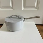Caraway 3QT Ceramic Saucepan With Lid Gray Used. Price: $43.99.