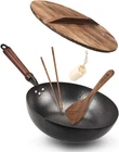Bielmeier 12.5", Woks And Stir Fry Pans With Lid, Carbon Steel New. Price: $59.00.