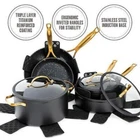 Thyme & Table Non-stick 12 Piece Gold Pots And Pans Cookware Set New. Price: $116.00.
